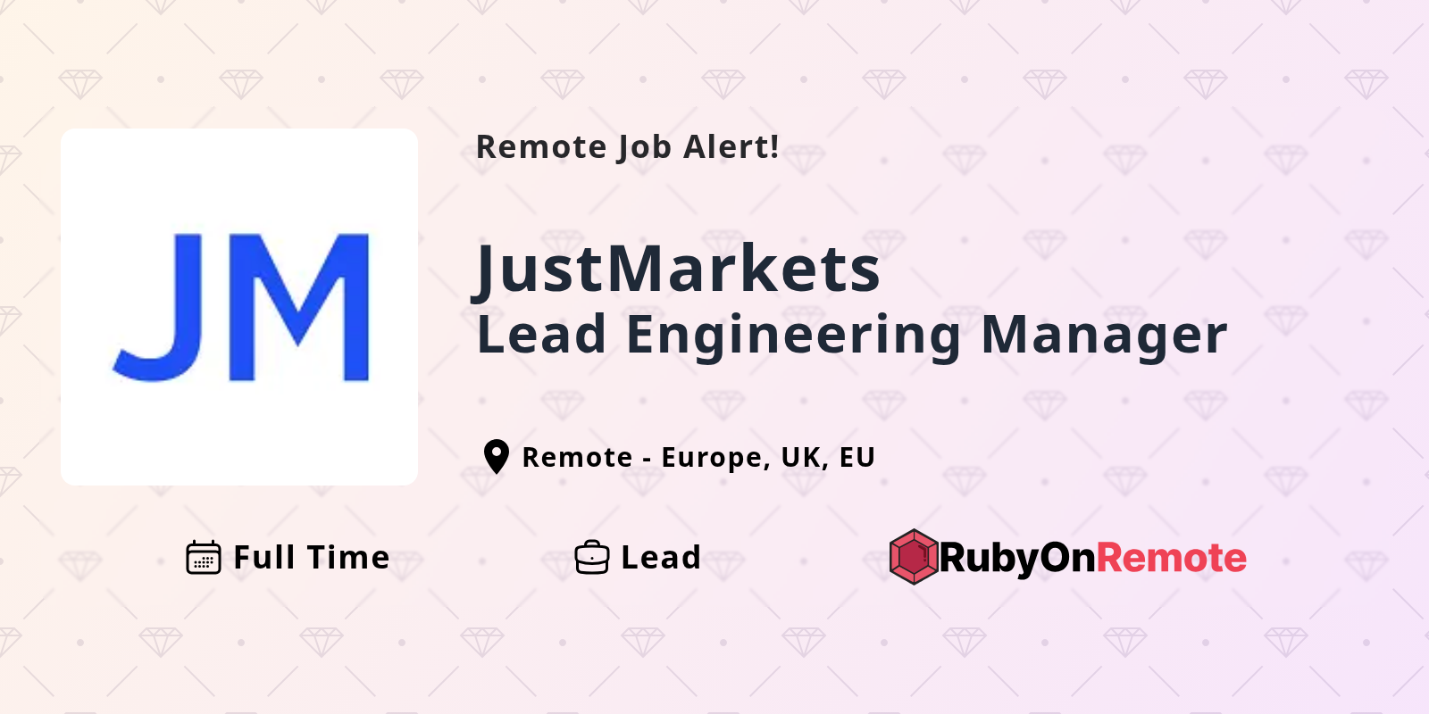 Lead Engineering Manager Remote Job at JustMarkets