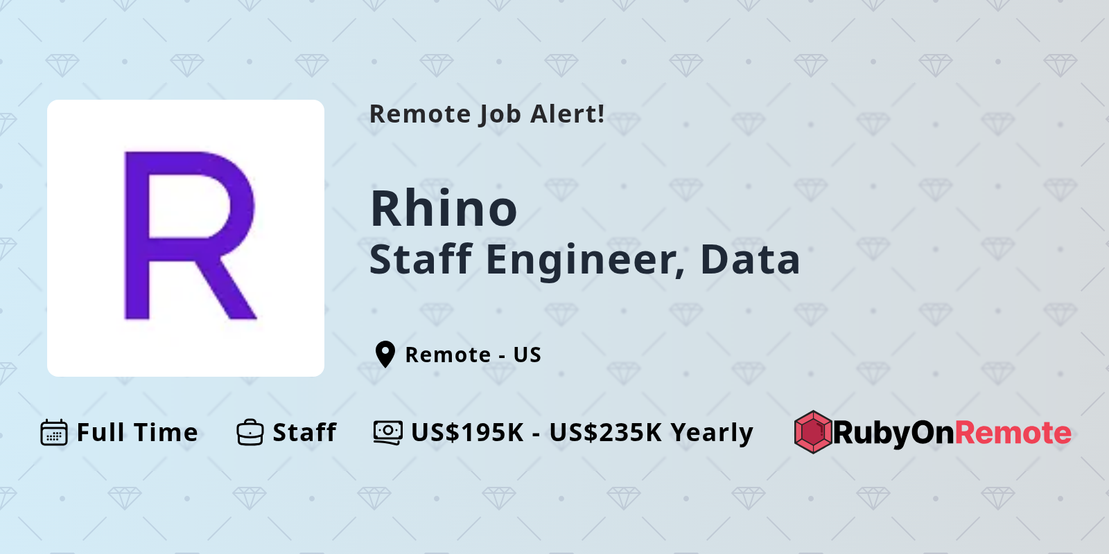 Staff Engineer, Data Remote Job at Rhino